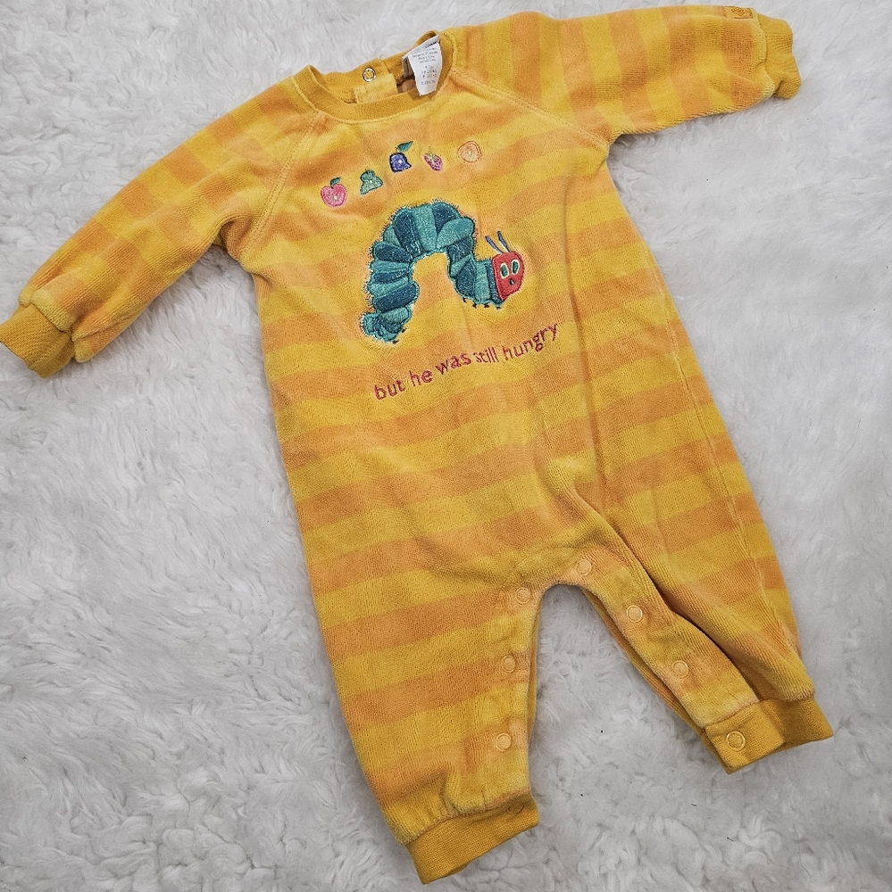 Vintage Eric Carle Carter's Hungry Caterpillar Velour Romper One Piece 6-9 Month - Picture 1 of 6